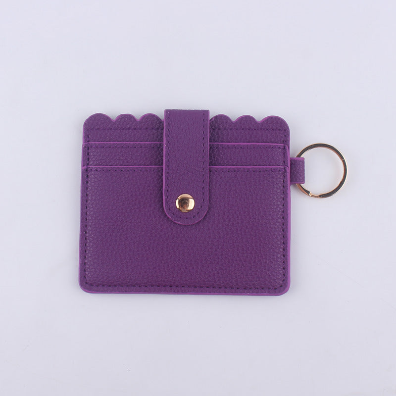 Wholesale Color Solid Color ID Case PU Leather Card Holder Keychain Coin Purse